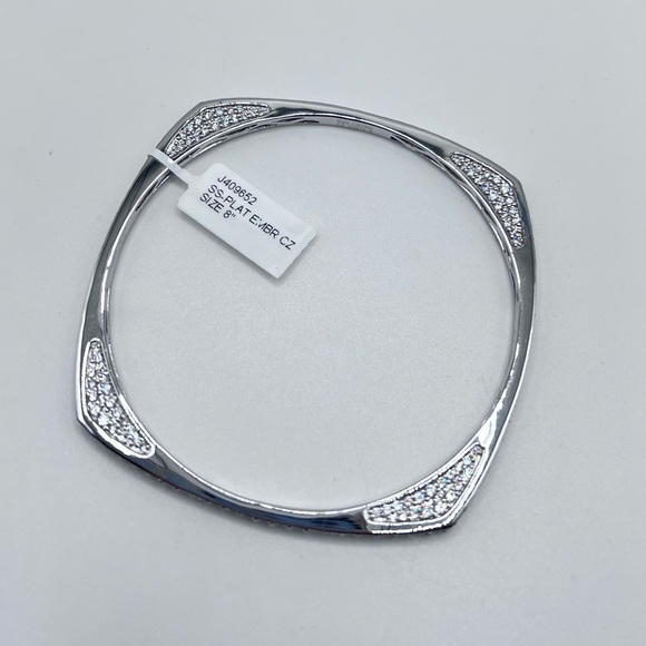 Sonia Bitton Sterling Silver Cubic Zirconia Square Pave Bangle Bracelet 925 - Picture 1 of 3